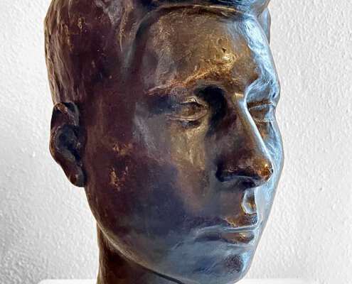 Porträtkopf in Bronze gegossen